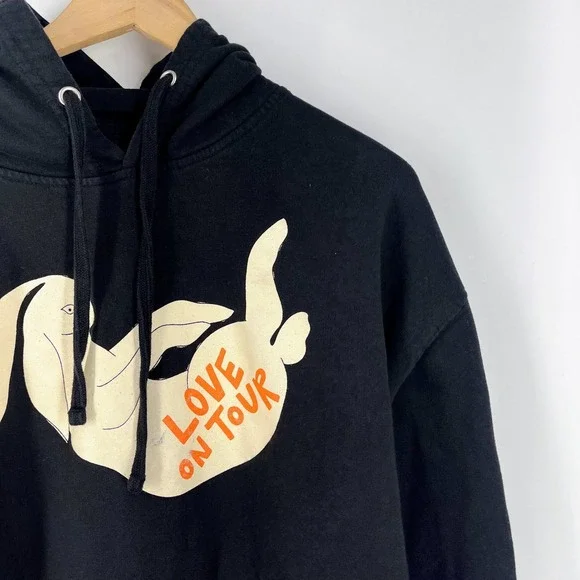 Harry Styles Love On Tour Bunny Graphic Hoodie Black Concert Merch Pullover - Picture 5 of 13